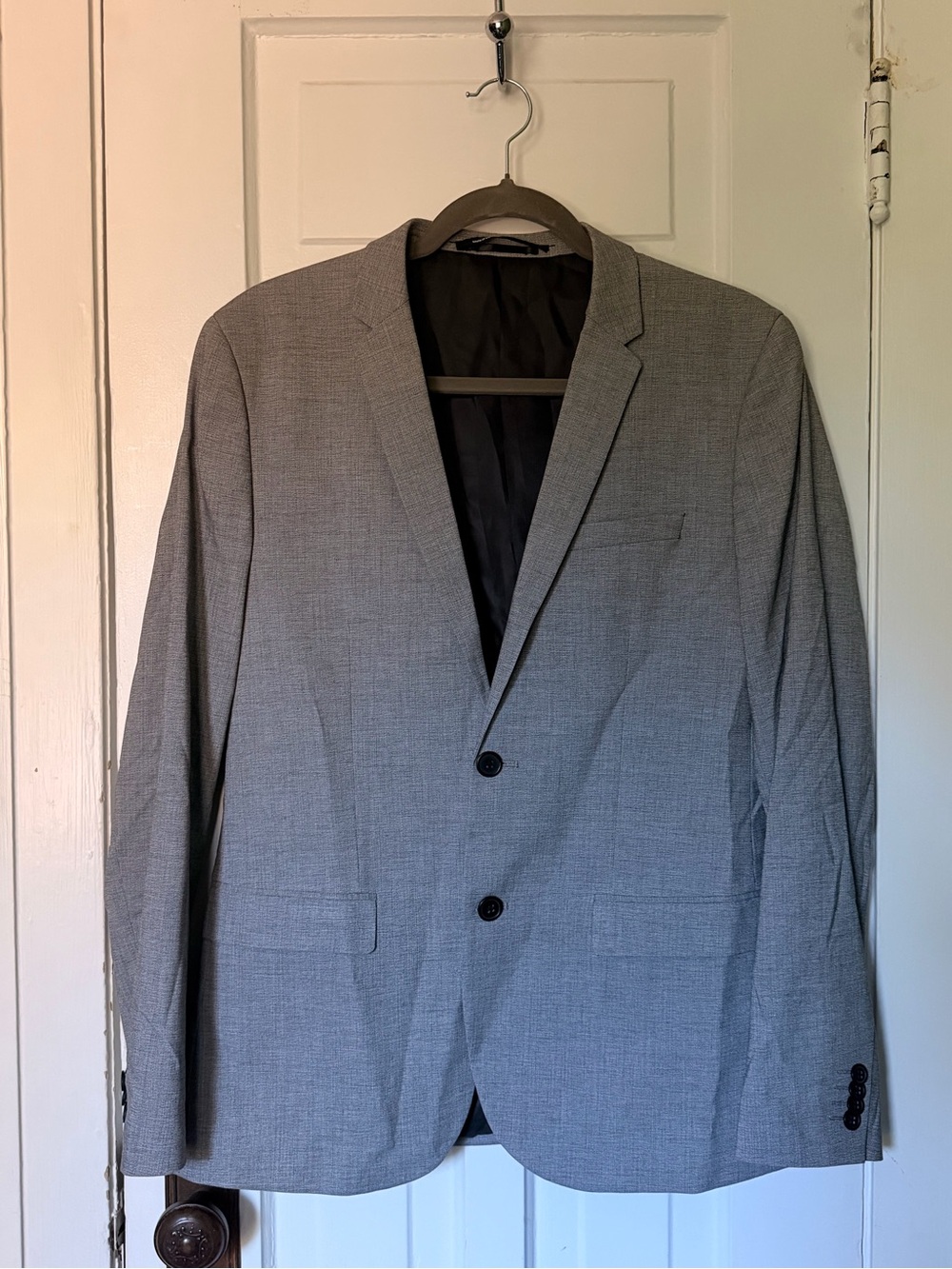 H&M skinny fir Light Gray Notch Lapel Two-Button Blazer
